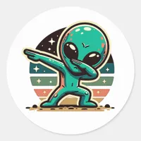 Funny Extraterrestrial Alien Dabbing Classic Round Sticker