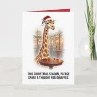 Funny Giraffe Drinking Joke Christmas Card