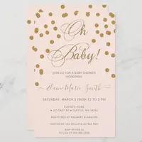 Budget Oh Baby Pink Gold Baby Shower Invitation