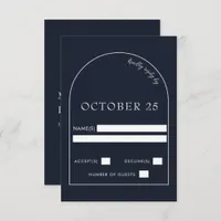 Navy Modern Arch Wedding RSVP Card