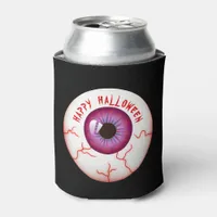 Spooky Bloodshot Eyeball Happy Halloween Can Cooler