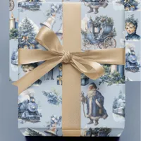 Dusty Blue Victorian Christmas Wrapping Paper