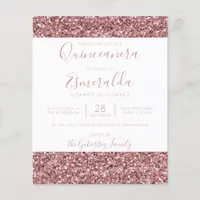 BUDGET Rose Gold Pink Glitter Quinceanera