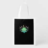 Cottagecore Goblincore Moon Flowers Forest Frog Mu Grocery Bag