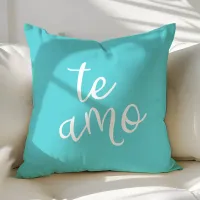 Chic Turquoise and White Spanish I Love You Te Amo Throw Pillow