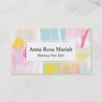 *~ Turquoise Pink Yellow Abstract Pastel Modern Business Card