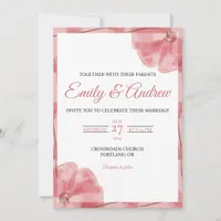 Dusty Pink Poppy Boho Floral Watercolor Wedding Invitation
