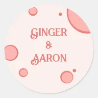 Vintage Pink Circles Groovy Retro Wedding Classic Round Sticker