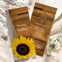 Rustic Sunflower and Veil Country Wedding Program