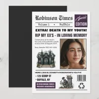 Customizable Newspaper Gothic Birthday Party Invitation