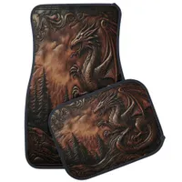 Majestic Leather Dragon Amongst Enchanted Woods Car Floor Mat