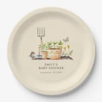 Gardening Plants Little Sprout Baby Shower  Paper Plates