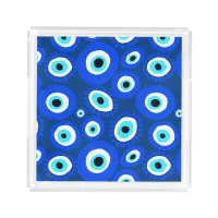 Evil Eye Blue White Lucky Symbol Pattern Acrylic Tray