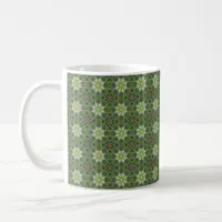 Green Vintage Subtle Square Pattern Coffee Mug