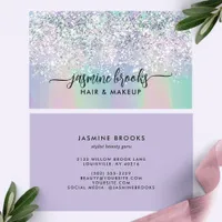 Silver Glitter Pastel Gradient Elegant Business Card