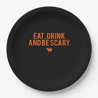 Eat Drink And Be Scary Halloween Fan Text Art Esse Paper Plates