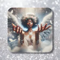 Beautiful African-American Angel Ethereal Square Sticker