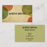 Geometric Circles Design in Olive, Rust, Tan Business Card