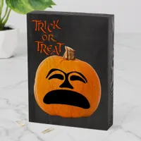 Trick or Treat Jack o' Lantern Unhappy Face, ZSSP Wooden Box Sign