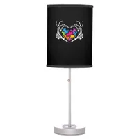 Autism Awareness Skeleton Heart Puzzle Piece Table Lamp