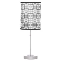 Black and White Geometric Squares Pattern  Table Lamp