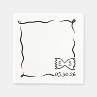 Chic Hand Drawn Bowtie Pasta Dinner Party Wedding Napkins