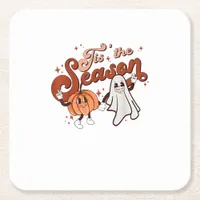 Tis The Season Funny Halloween Costume Square Paper Coaster