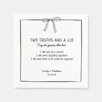 Wedding Two Truths and a Lie Game Fun Fact Bow Napkins