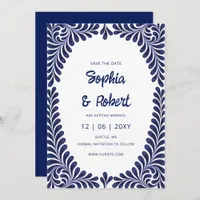 Mexican Fiesta Navy Blue Talavera  Save The Date