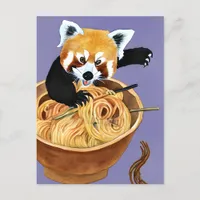 Red Panda Eating Spaghetti  Postcard