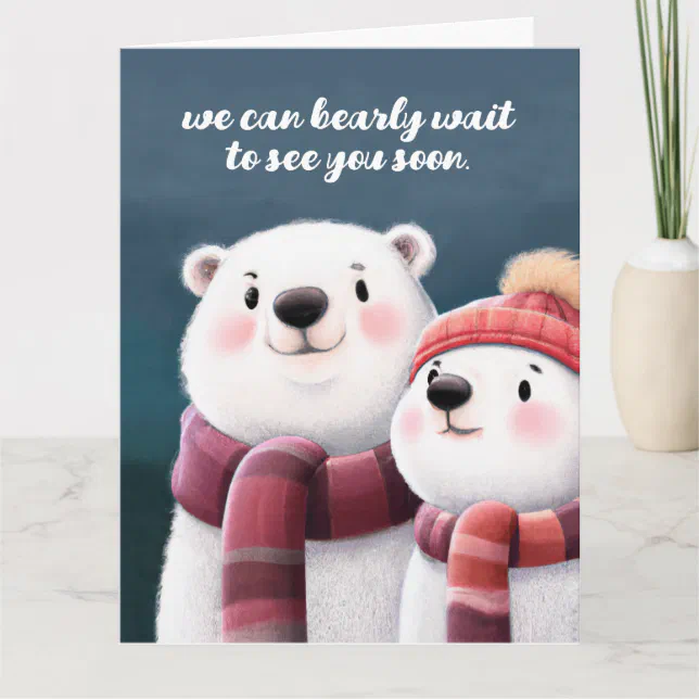 Cute Polar Bear Cubs Wearing Scarves Card