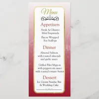 Burgundy and Gold Elegant Wedding Menu Card