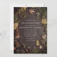 Elegant Botanical Fall Foliage Thanksgiving Dinner Invitation