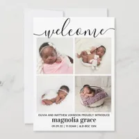 Welcome Gender Neutral Photo Stats Birth Announcement