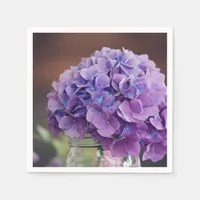 Rustic Purple Hydrangea in Mason Jar Photograph Napkins