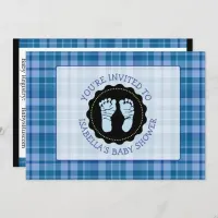 Blue Plaid Its a Boy Baby Shower Invitation