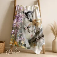 Baby Goats in Autumn Foliage 5 Fleece Blanket