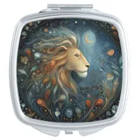 Leo Zodiac Birth Sign Astrology Celestial Compact Mirror