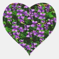 WI State Flower Wood Violet Mosaic Pattern Heart Sticker