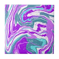 Purple, Teal, Turquoise Marble Fluid Art   Ceramic Tile