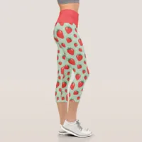 Strawberry Mint Summer Capri Leggings