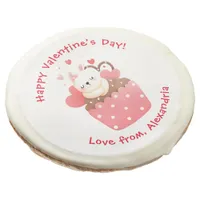 Cute Bunny in Cupcake Custom Kids Valentine's Day Sugar Cookie