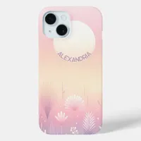 Watercolor Florals And Sun With Name iPhone 15 Case