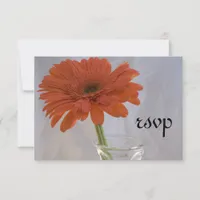 Orange Daisy in Vase Wedding RSVP Response Card