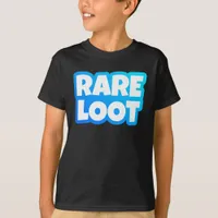 Rare Loot Gamer Neon Blue White Typography T-Shirt