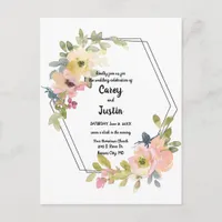 Watercolor Floral Geometric Wedding Postcard