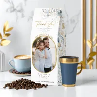 Sweet Floral Photo Thank You Dusty Blue ID1045 Roasted Coffee