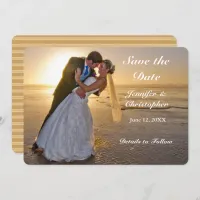 Wedding Couple on Sunset Beach Save the Date Card