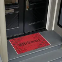 Blood red dahlias in gothic style doormat