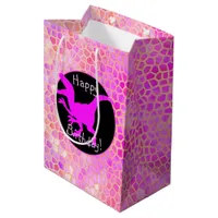 Pink Dinosaur Hide Happy Birthday! Medium Gift Bag